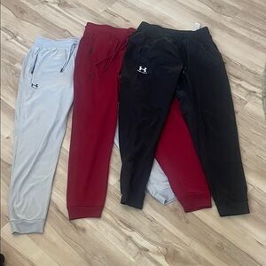 3 Under Armour Men's Joggers - Black, Red, Gray